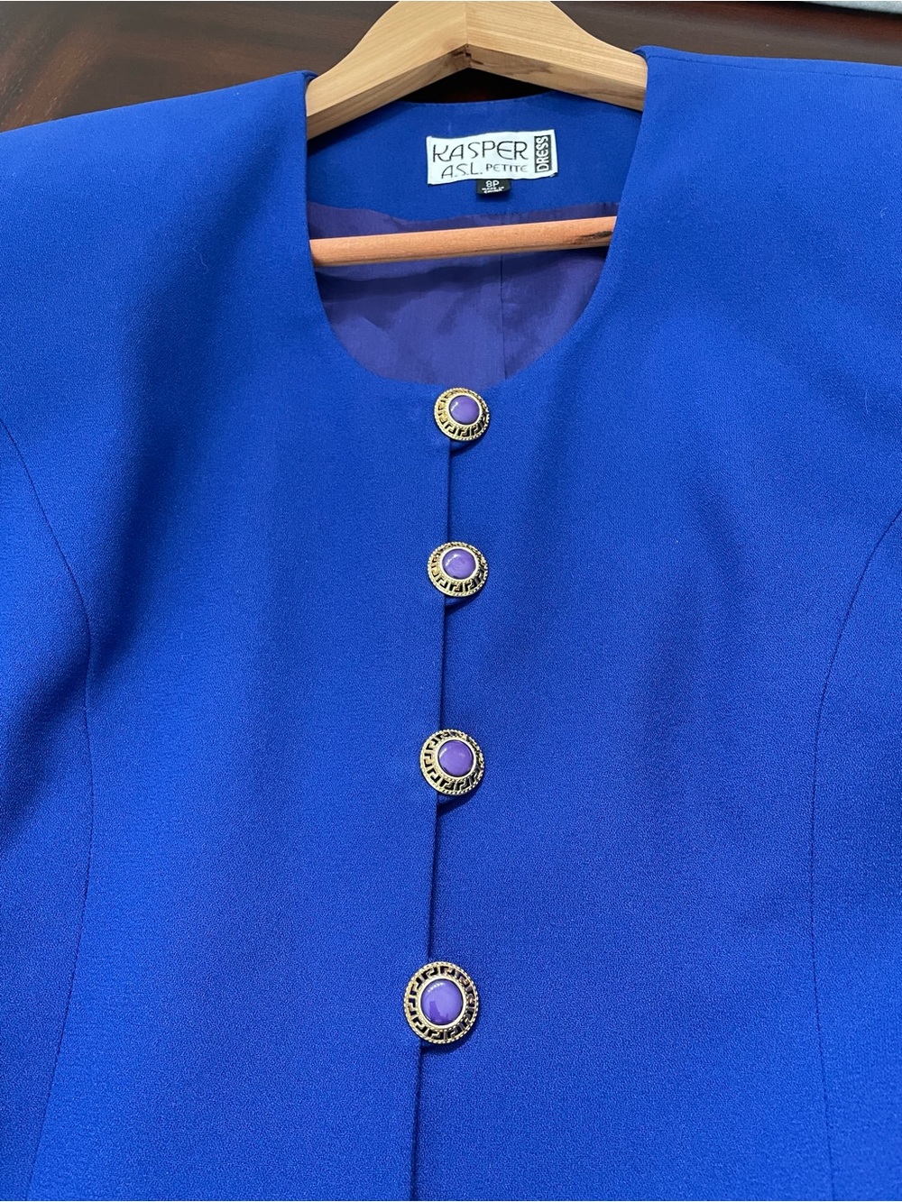 Kasper for A.S.L women’s two piece skirt suit size 8 Petite. Royal blue - Picture 2 of 11